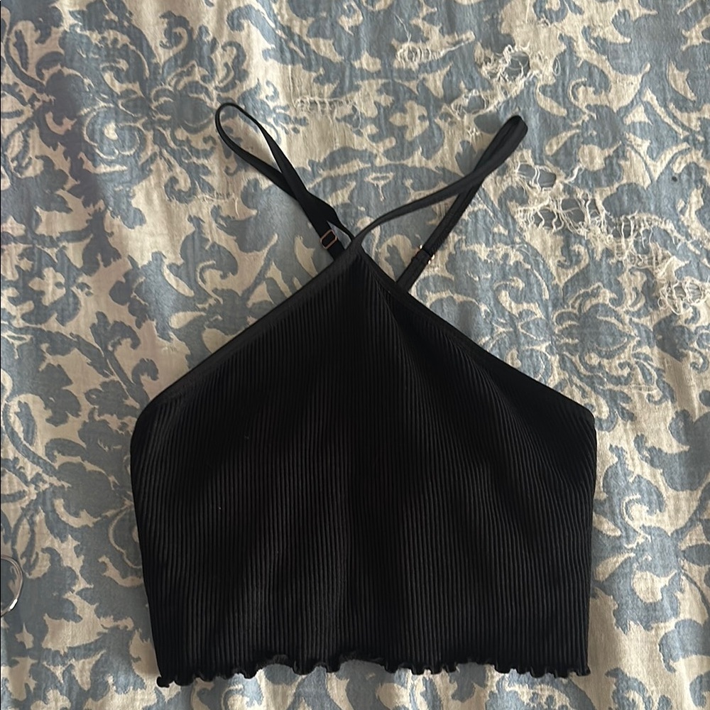 Black Ribbed Women's Top